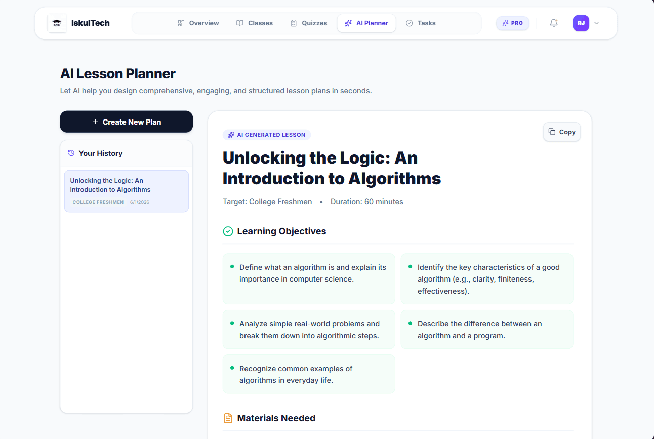 AI Lesson Planner screenshot